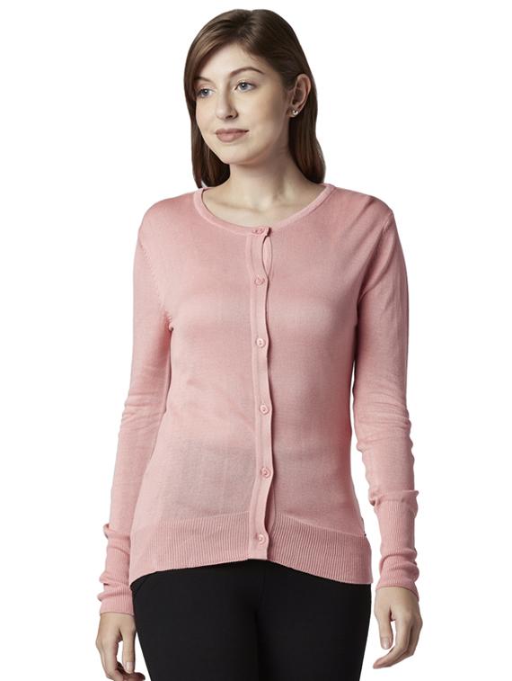 round neck solid cardigan - 17608568 -  Zoom Image - 0