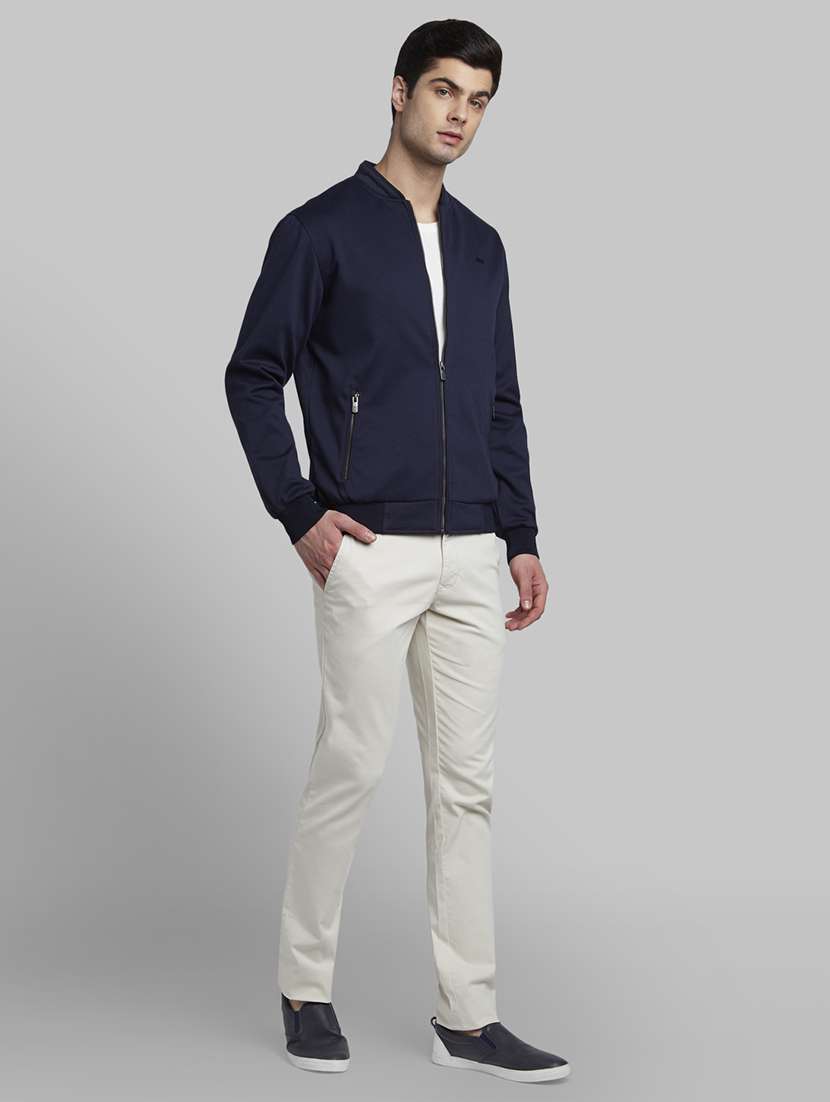 navy blue solid casual jacket - 17609947 - Standard Image - 3