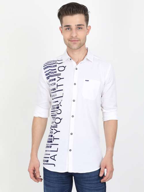 white printed casual shirt - 17610476 -  Standard Image - 0