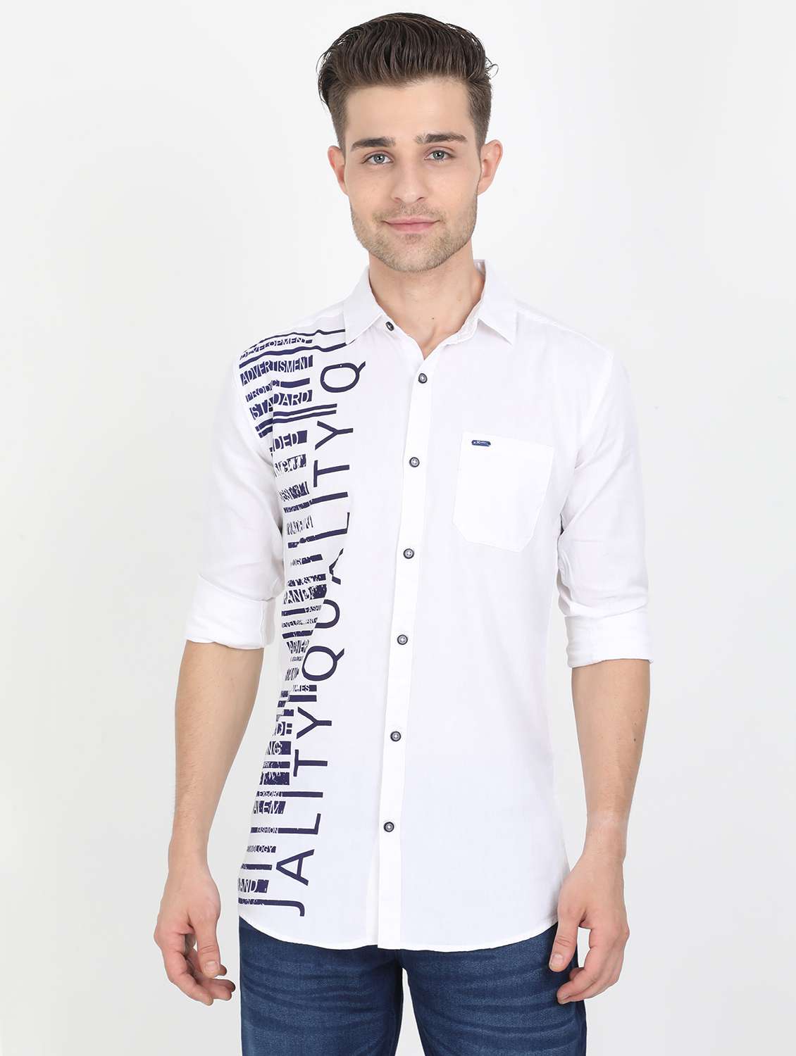 white printed casual shirt - 17610476 -  Zoom Image - 0