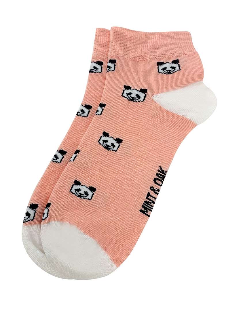 men pink printed ankle length sock