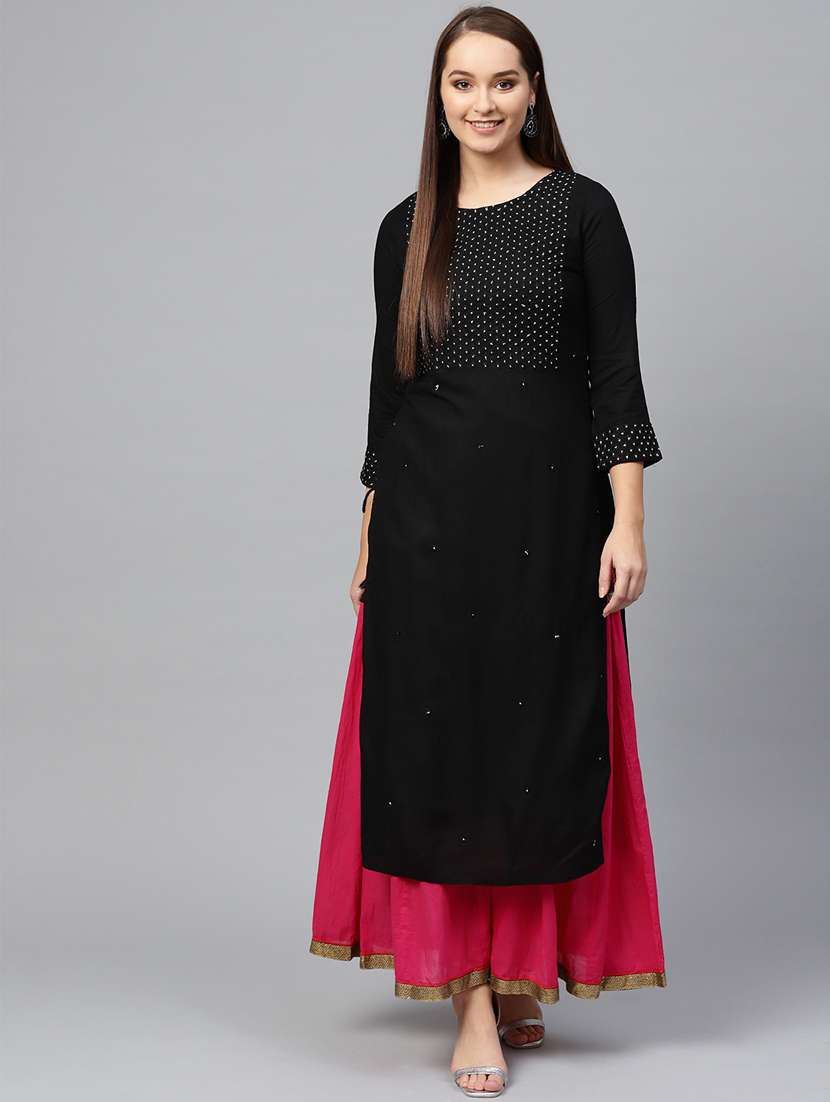 black rayon aline kurta