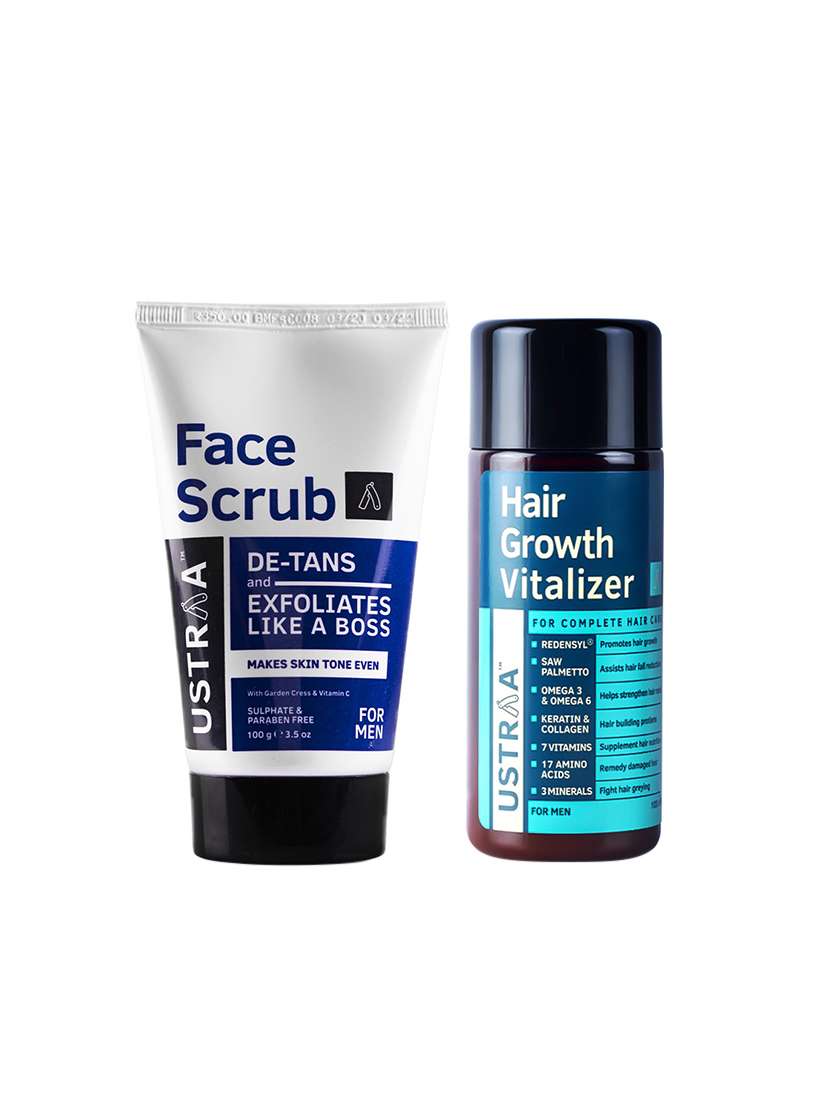 Ustraa Hair Growth Vitalizer And De Tan Face Scrub