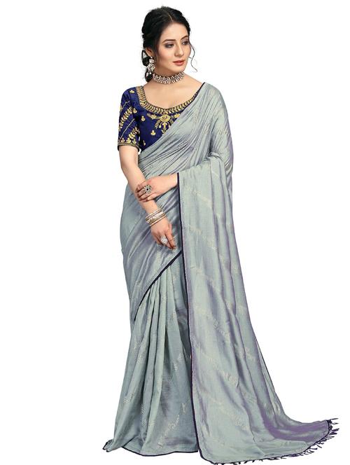 foil printed saree with blouse - 17613533 - Standard Image - 0