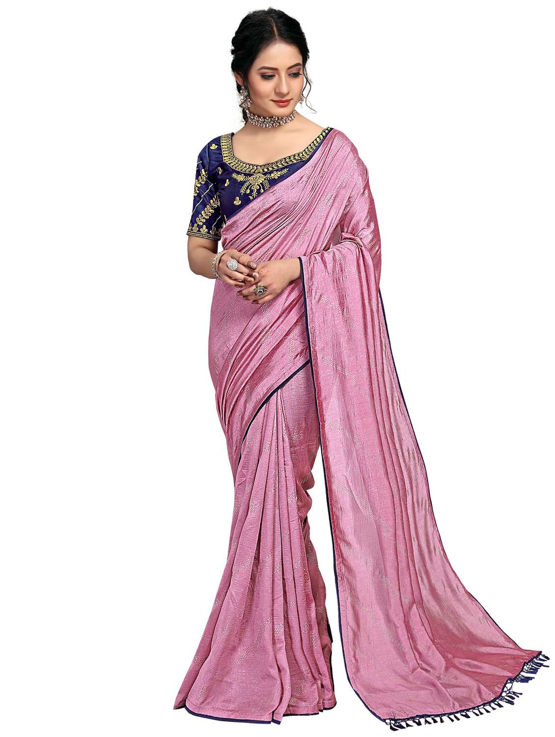 foil printed saree with blouse - 17613534 - Zoom Image - 0