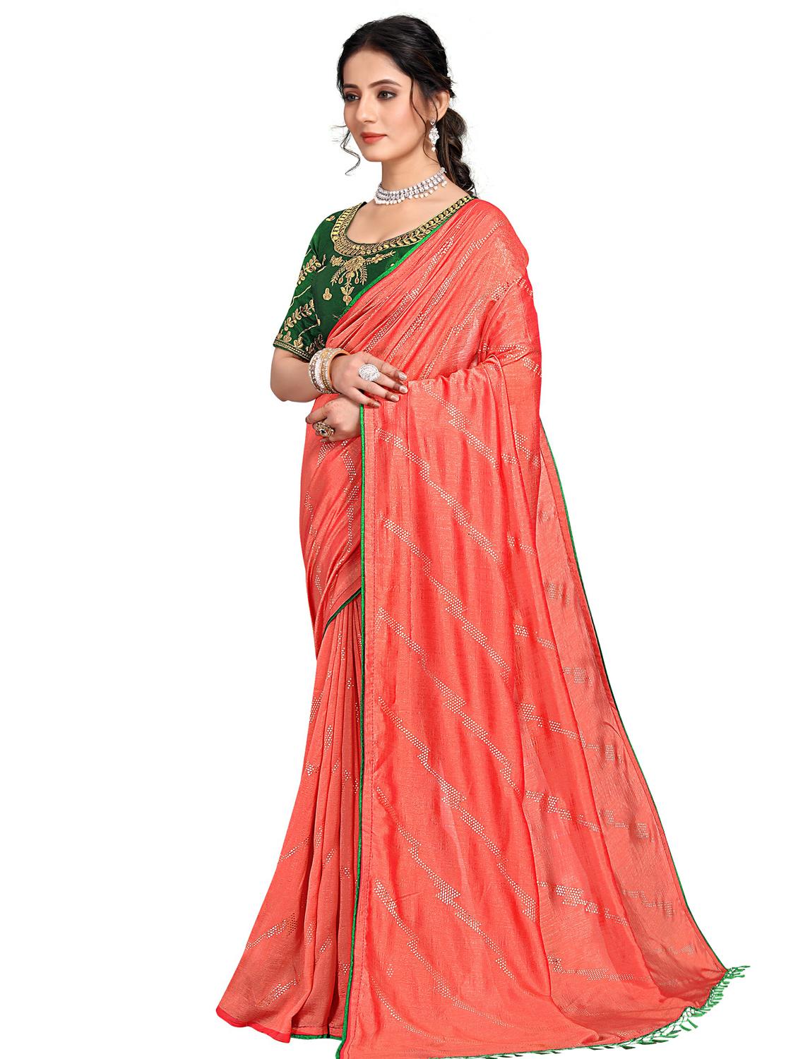 foil printed saree with blouse - 17613542 - Zoom Image - 0