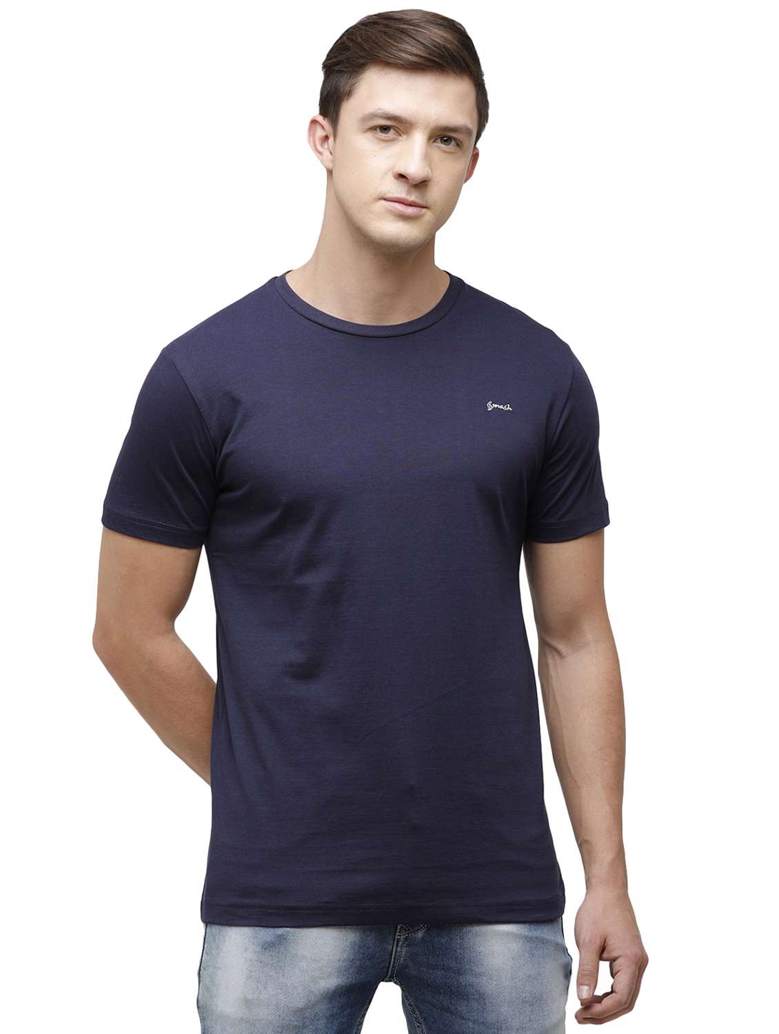 navy blue solid t-shirt