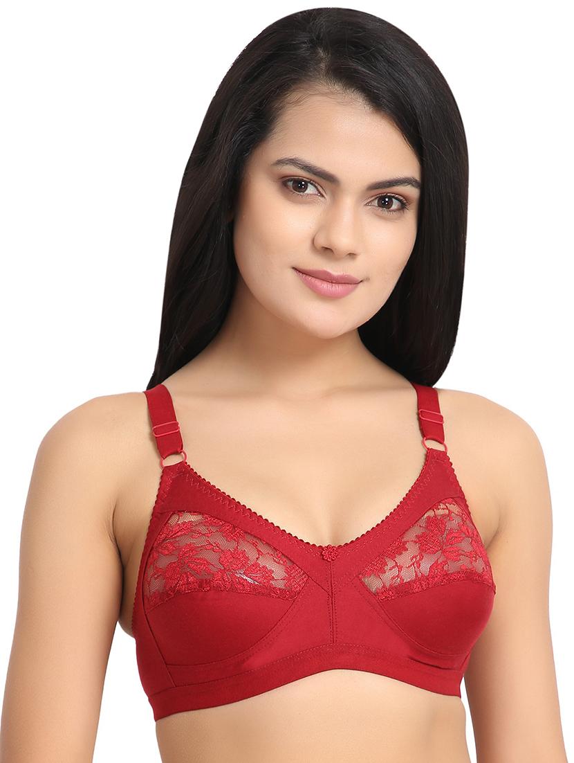 red cotton blend lette bra - 17614735 - Zoom Image - 0
