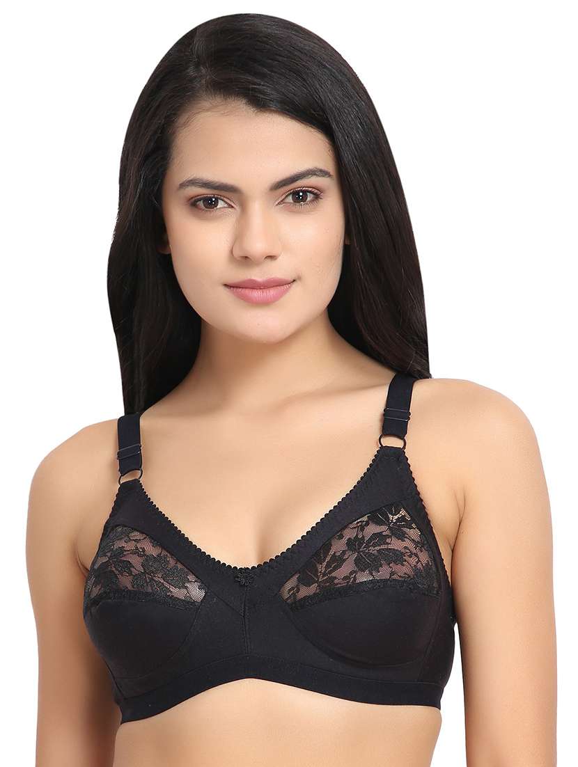 Black Cotton Blend Tshirt Bra