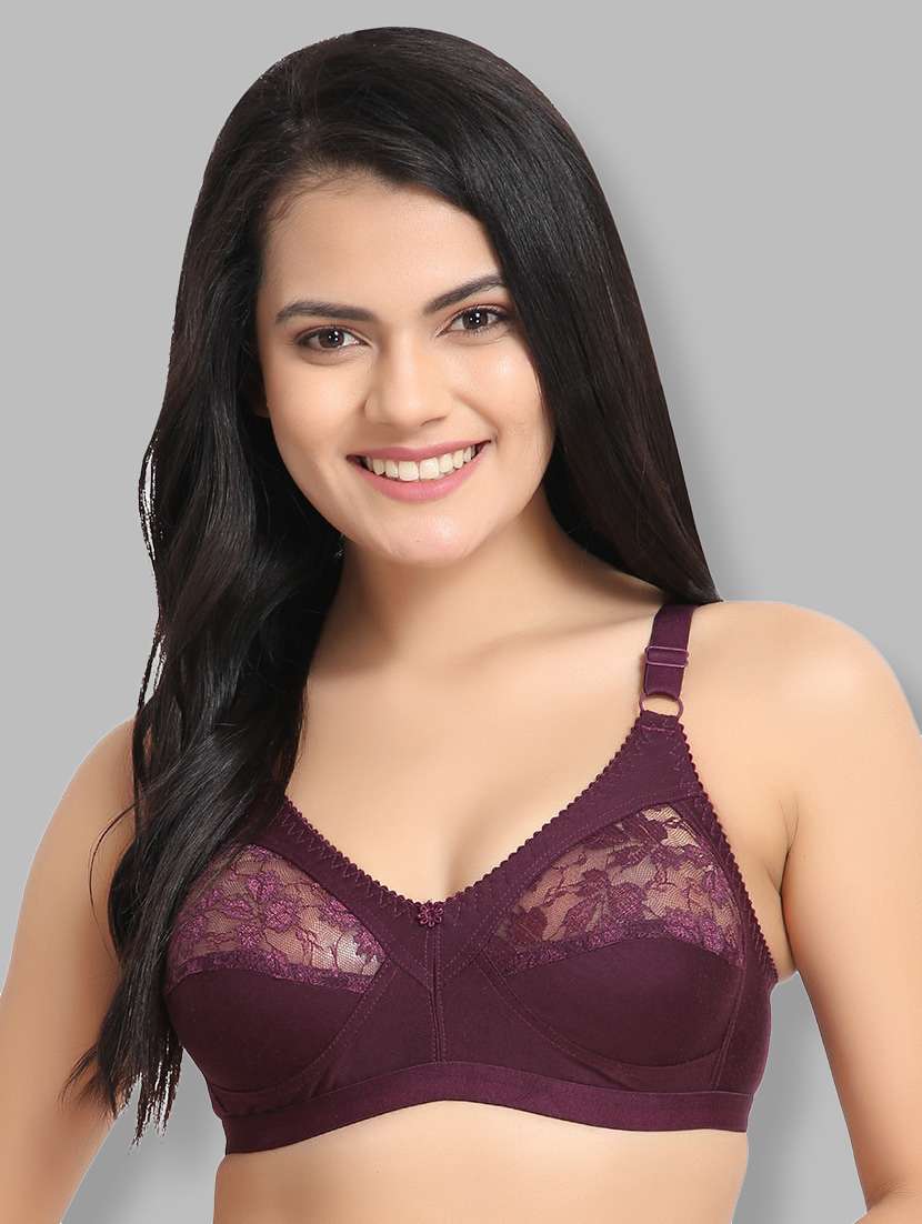 maroon cotton blend lette bra