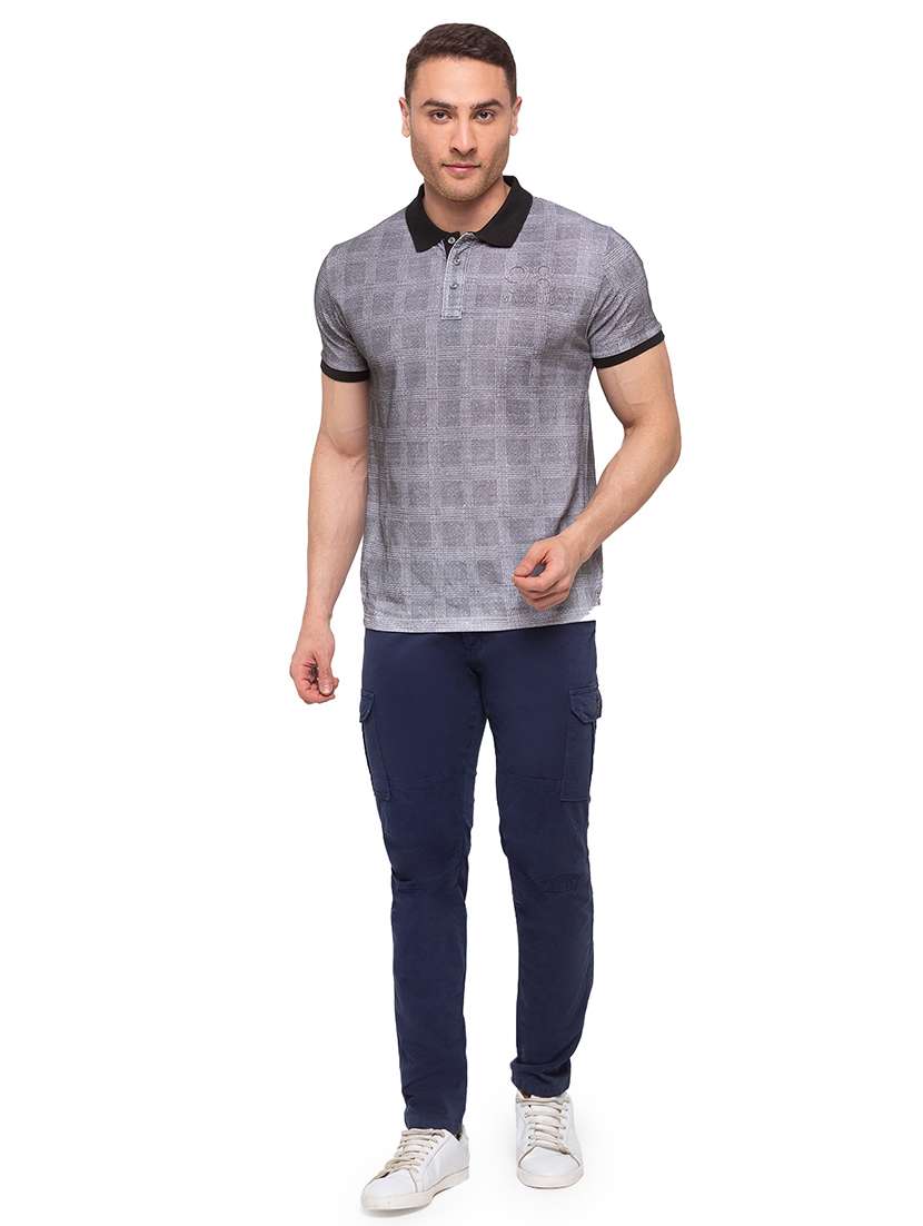 navy blue solid cargo trouser - 17615473 - Standard Image - 3