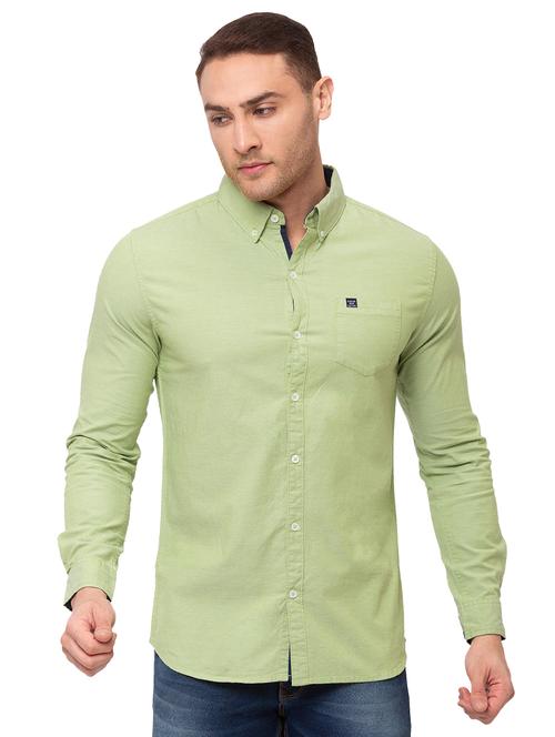 green solid casual shirt - 17615486 -  Standard Image - 0