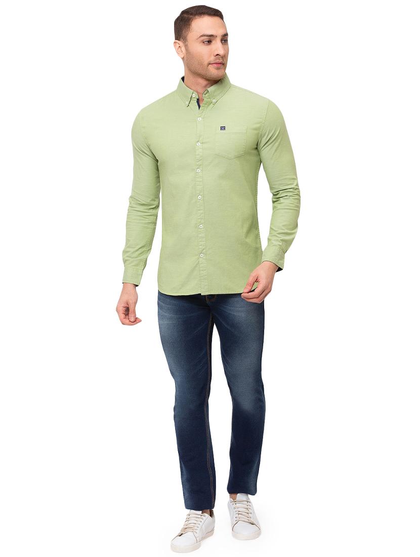 green solid casual shirt - 17615486 - Standard Image - 3