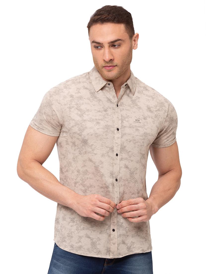 beige printed casual shirt - 17615491 - Zoom Image - 0