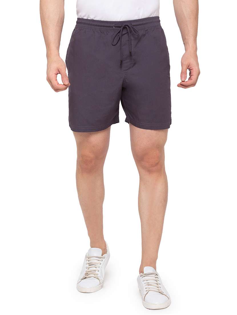 grey solid shorts - 17615509 -  Zoom Image - 0