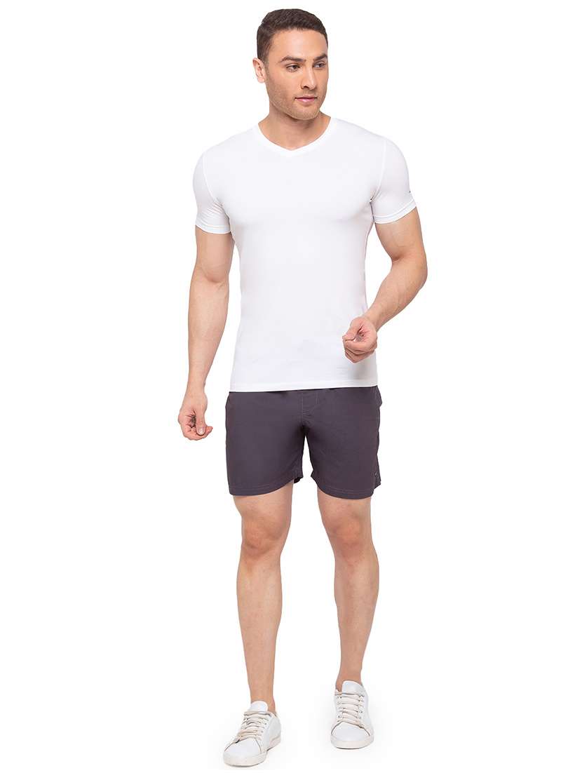 grey solid shorts - 17615509 -  Standard Image - 3