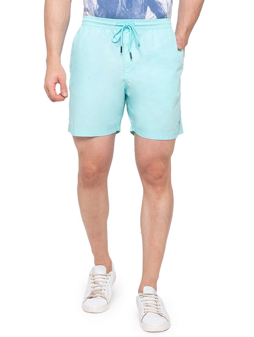blue solid shorts
