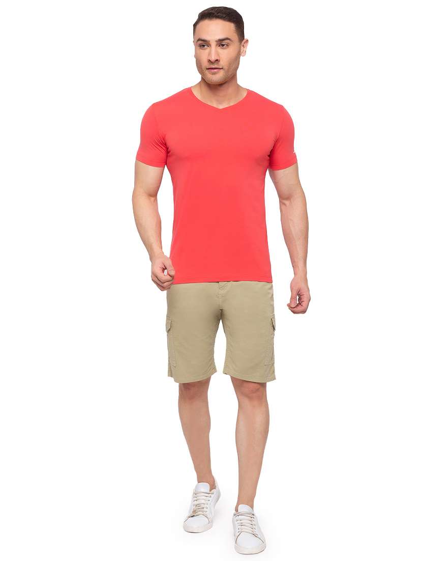 beige solid bermuda shorts - 17615519 -  Standard Image - 3