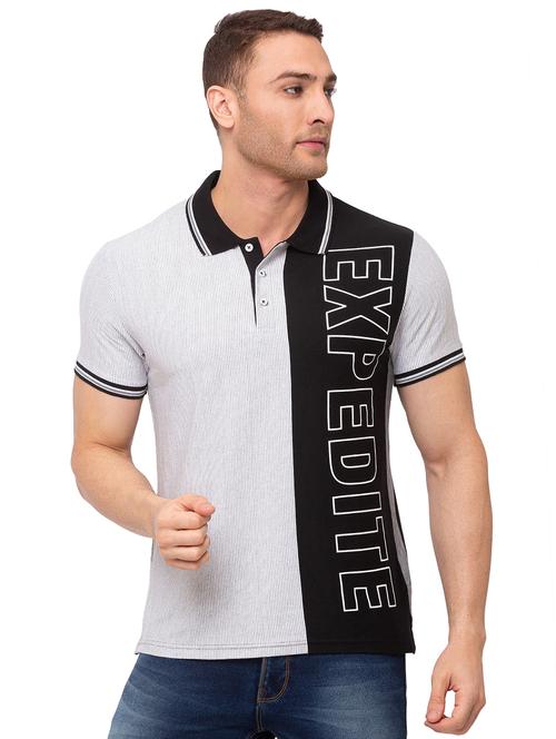 grey printed polo t-shirt  - 17615543 -  Standard Image - 0