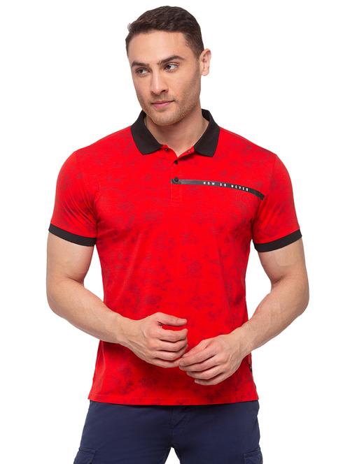 red printed polo t-shirt - 17615545 - Standard Image - 0
