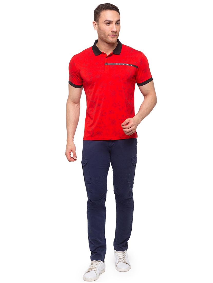 red printed polo t-shirt - 17615545 - Standard Image - 3