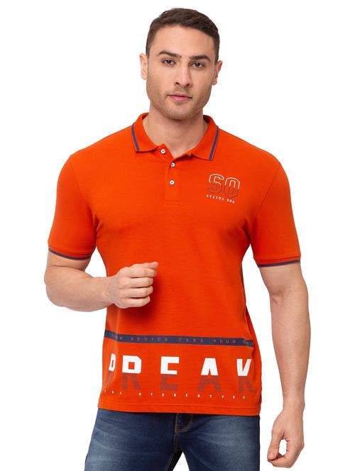 orange printed polo t-shirt - 17615548 - Standard Image - 0