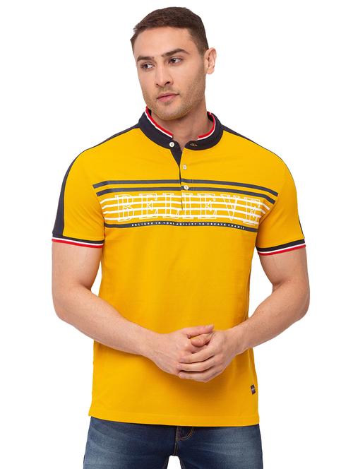 yellow printed collared t-shirt - 17615551 - Standard Image - 0