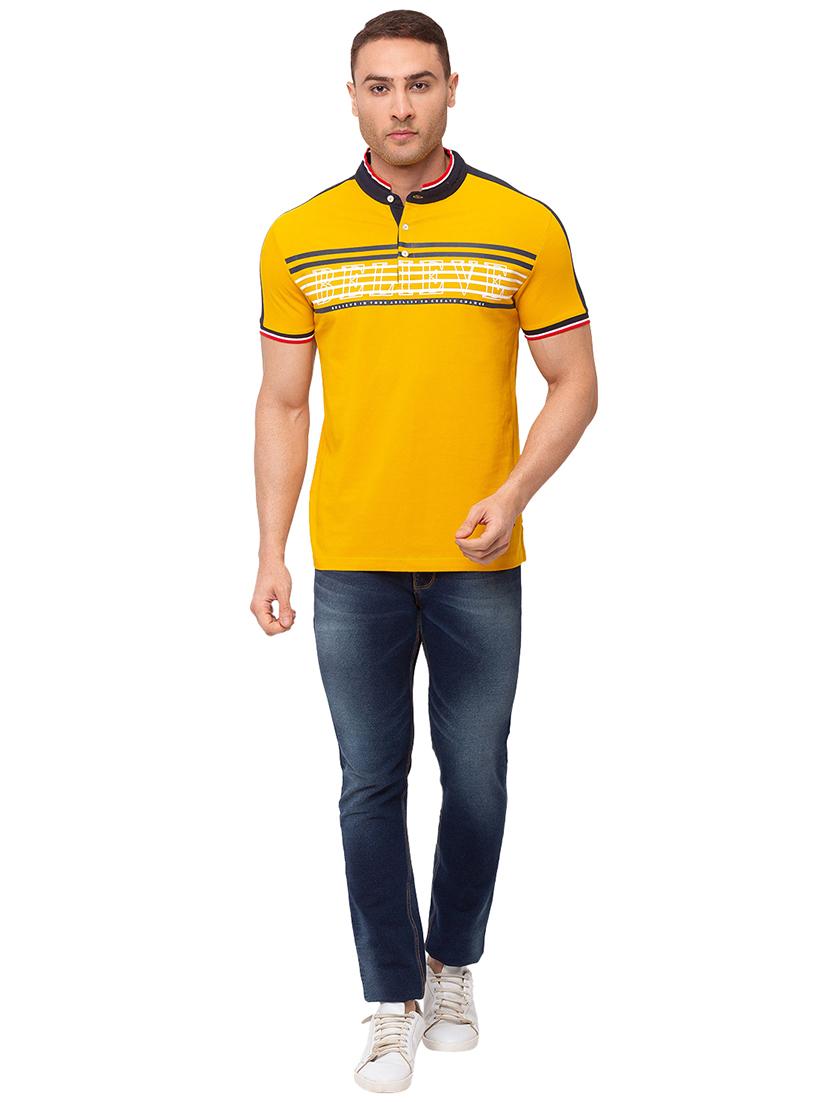yellow printed collared t-shirt - 17615551 - Standard Image - 3