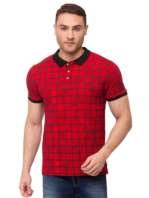 red checkered polo t-shirt - 17615556 -  Standard Image - 0