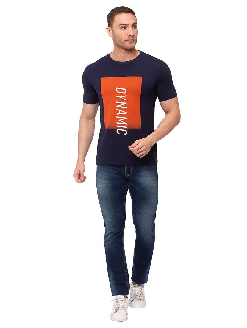 navy blue printed t-shirt - 17615584 -  Standard Image - 3