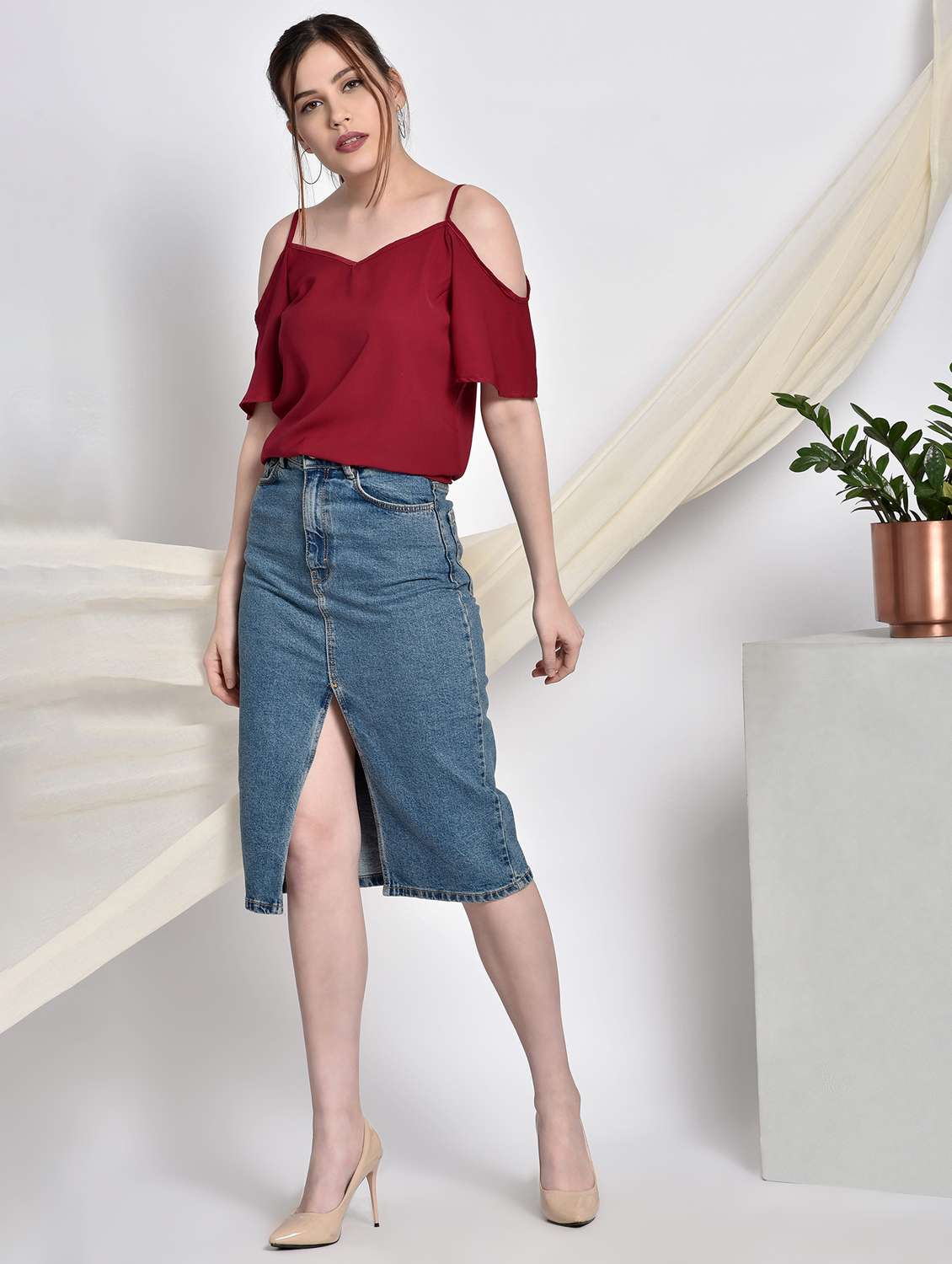 women's straight shoulder strap top - 17619885 -  Standard Image - 3