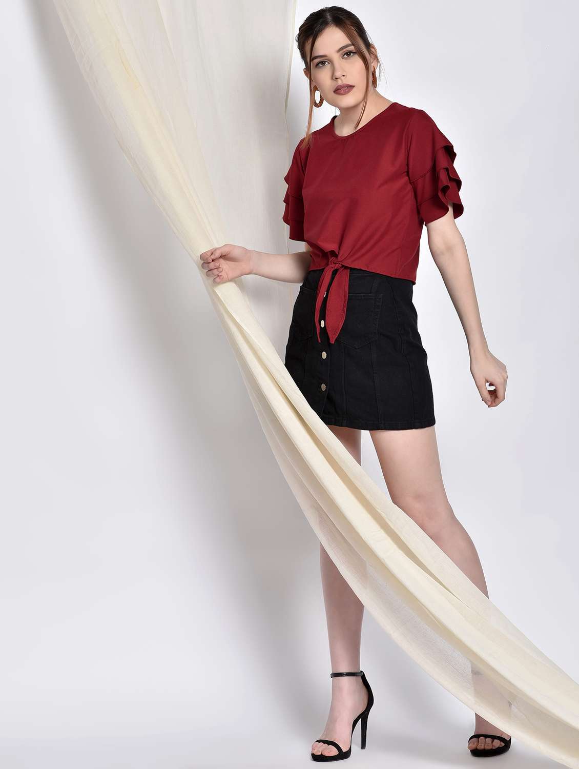 women's crop round neck top - 17619897 -  Standard Image - 3