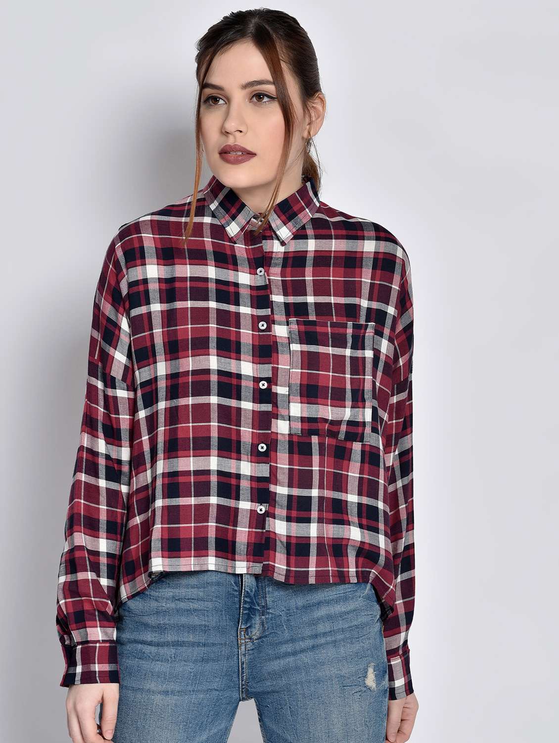 long sleeved checkered shirt - 17619899 - Zoom Image - 0