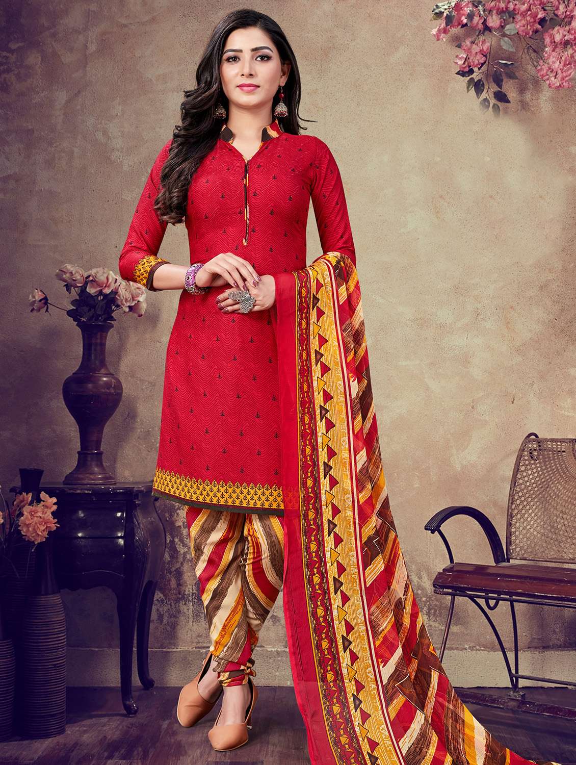 Buy online Printed Unstitched Suit from Suits & Dress material for
