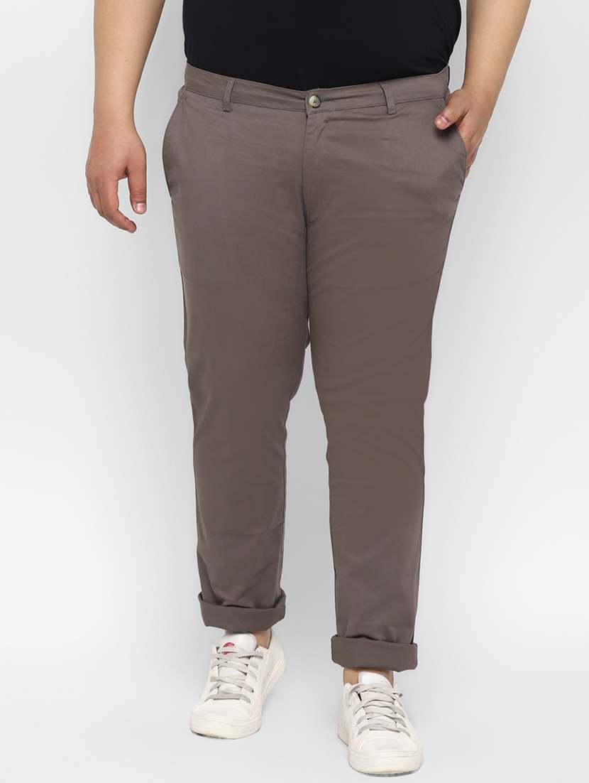 plus grey solid chinos