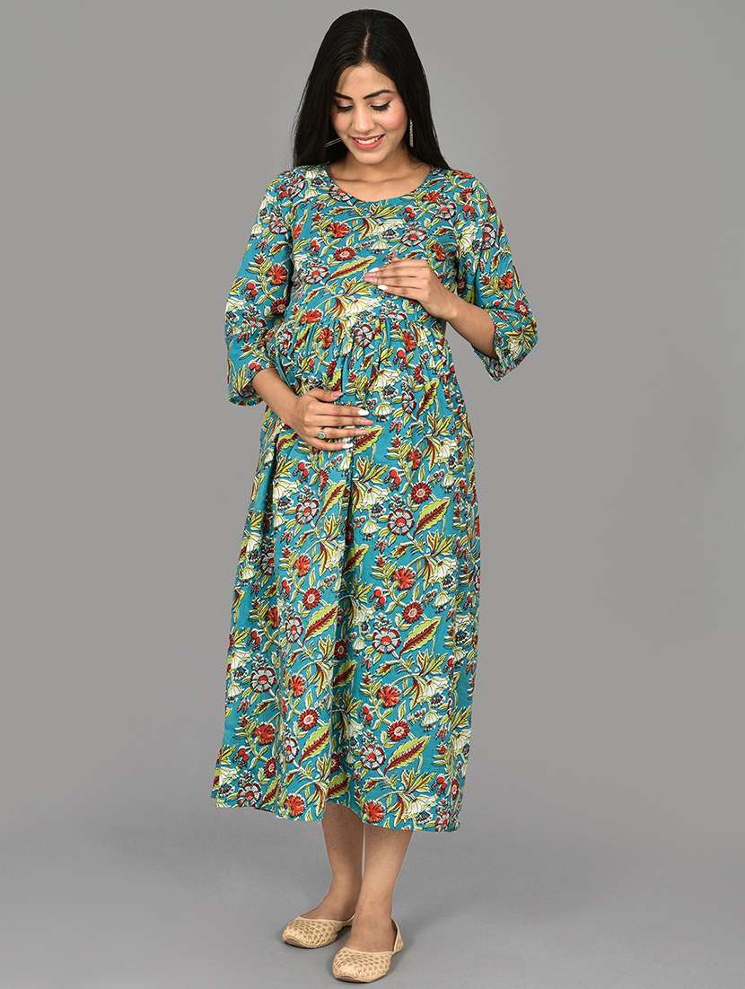printed flared maternity wear dress