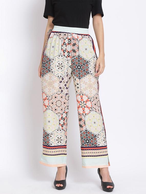 multi colored polyester trousers - 17620606 - Zoom Image - 0