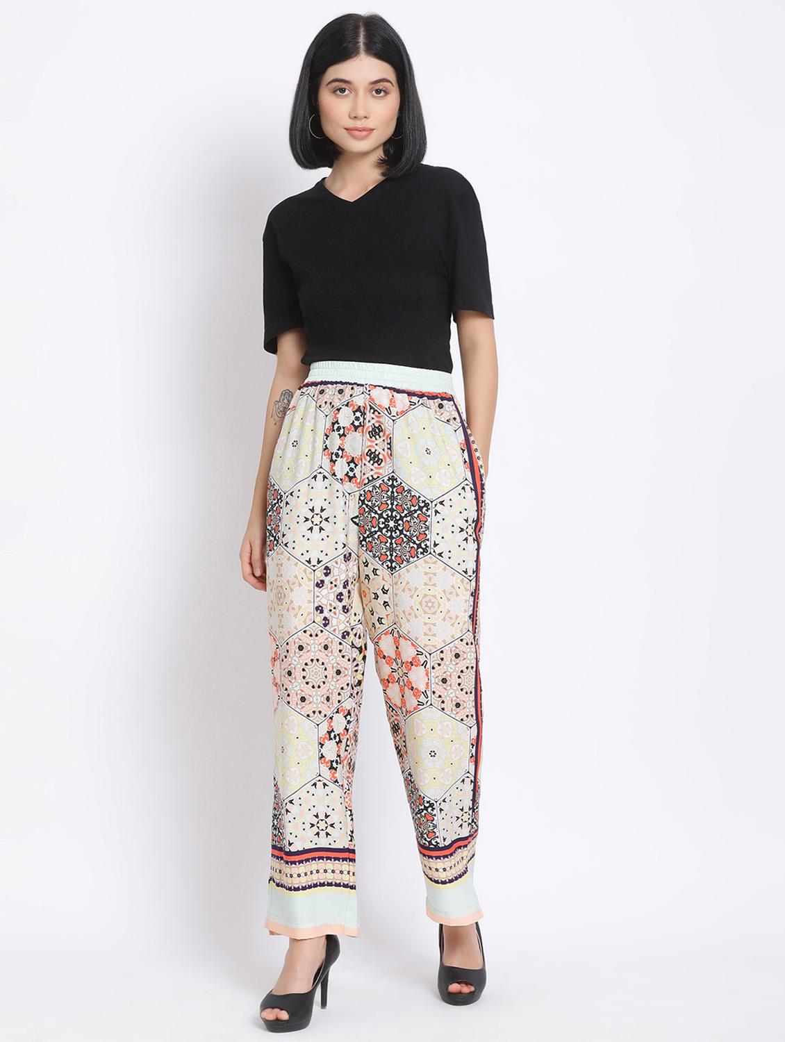 multi colored polyester trousers - 17620606 - Standard Image - 3