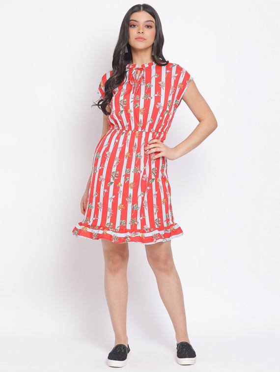 tie up neck a-line dress - 17620622 - Standard Image - 3