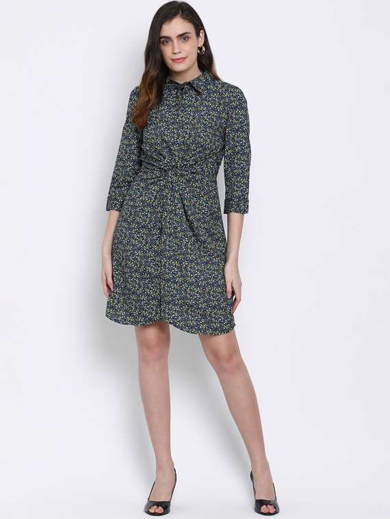 women's shirt micro print dress - 17620636 - Standard Image - 3