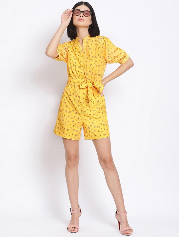 tie front floral romper - 17620638 - Standard Image - 3