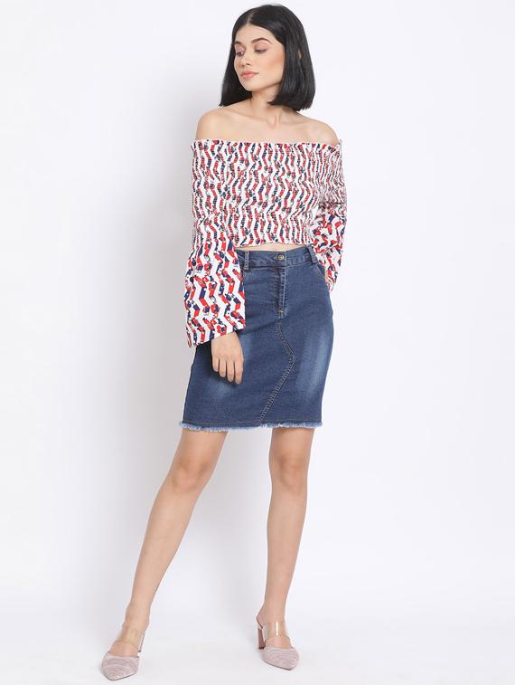 off shoulder printed top - 17620652 - Standard Image - 3