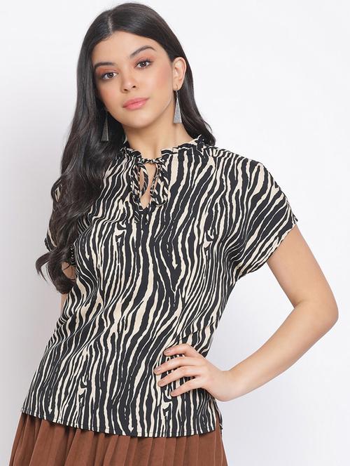 tie up neck animal top - 17620659 - Standard Image - 0