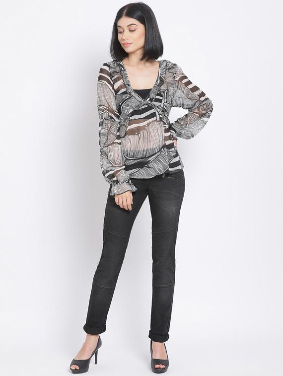 long sleeved printed top - 17620664 - Standard Image - 3
