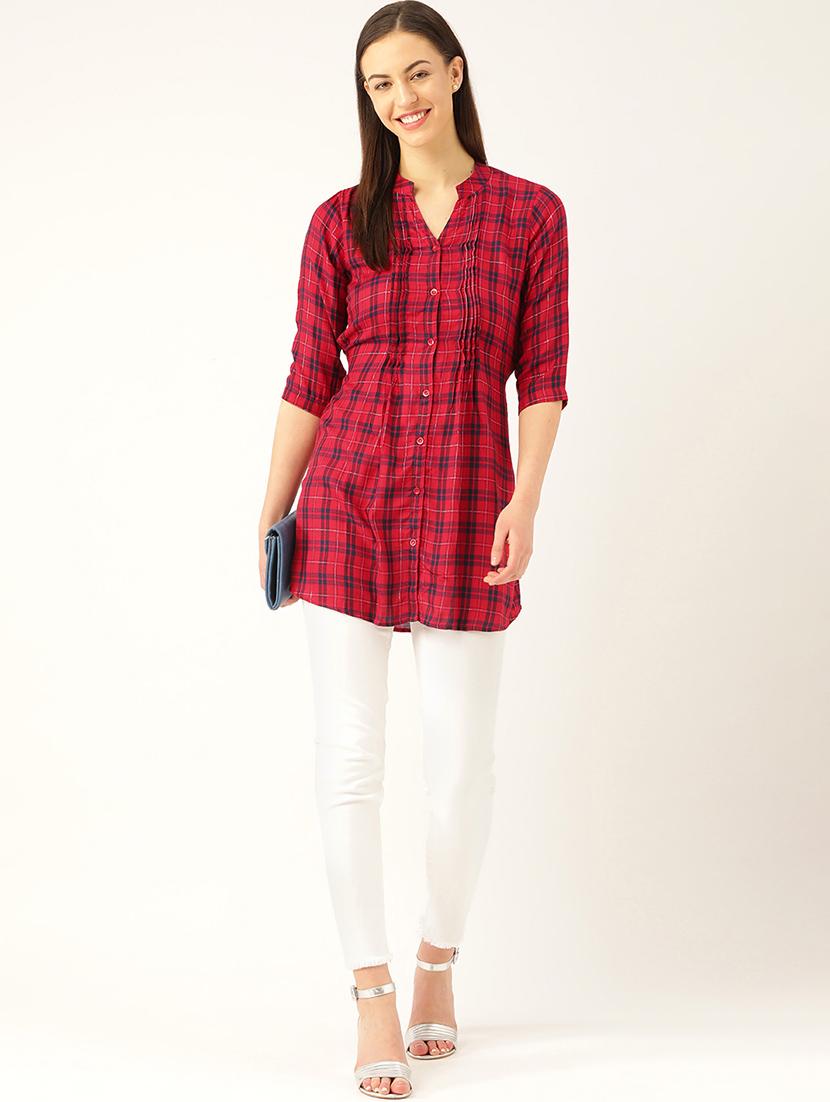 tie back checkered tunic - 17620839 - Standard Image - 3