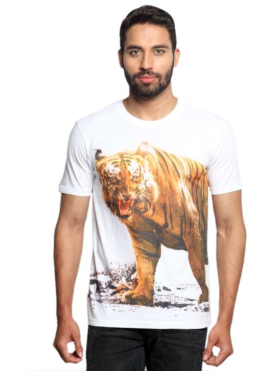 white printed t-shirt - 17620993 -  Zoom Image - 0