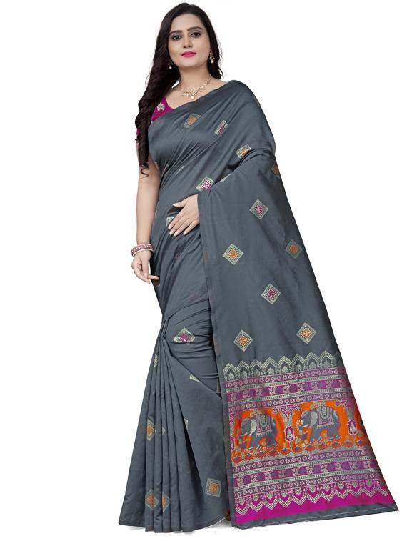 jacquard banarasi saree with blouse - 17623164 -  Zoom Image - 0