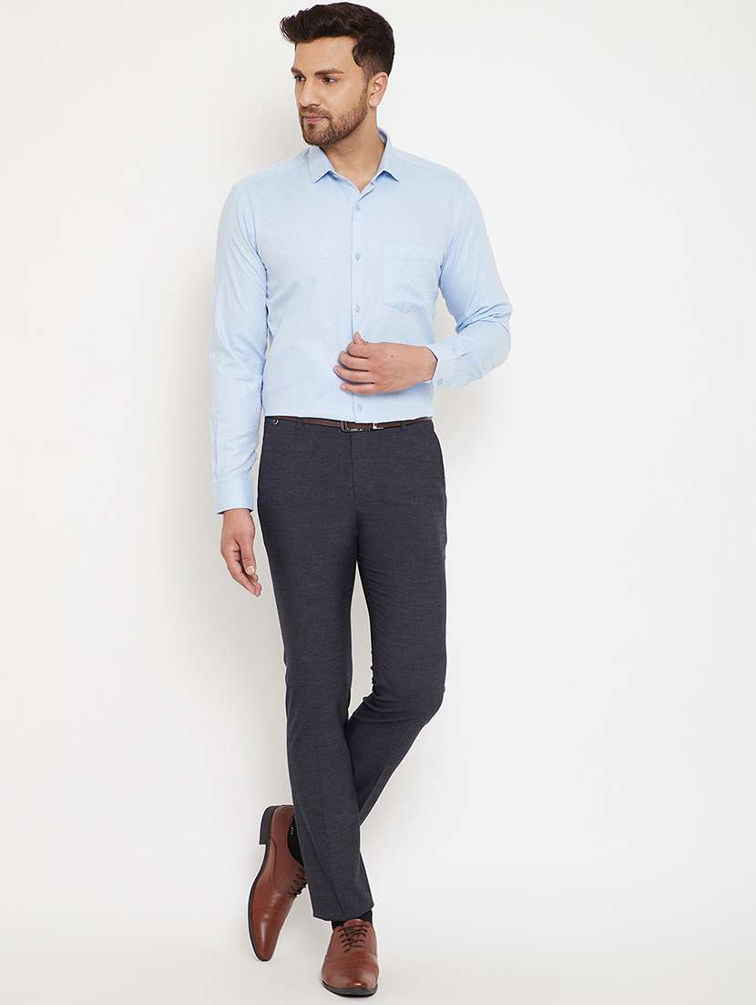 light blue self design formal shirt - 17623990 -  Standard Image - 3
