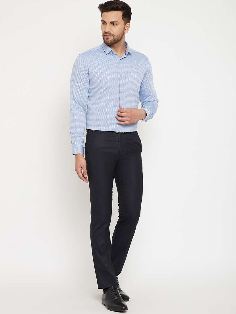 blue printed formal shirt - 17623994 - Standard Image - 3