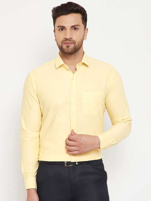 yellow solid formal shirt - 17624009 - Standard Image - 0